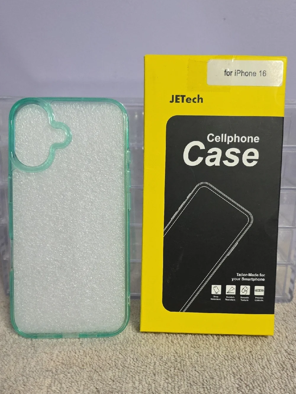 JETech Mint Green Clear Phone Case for iPhone 16
